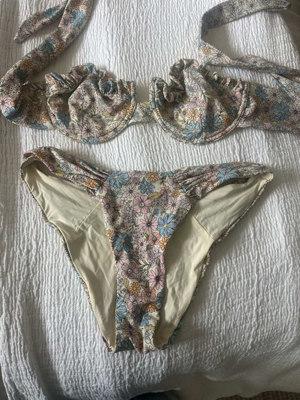 Blackbough Pastel Floral Bikini Set in Pink, Blue, Yellow, Cream